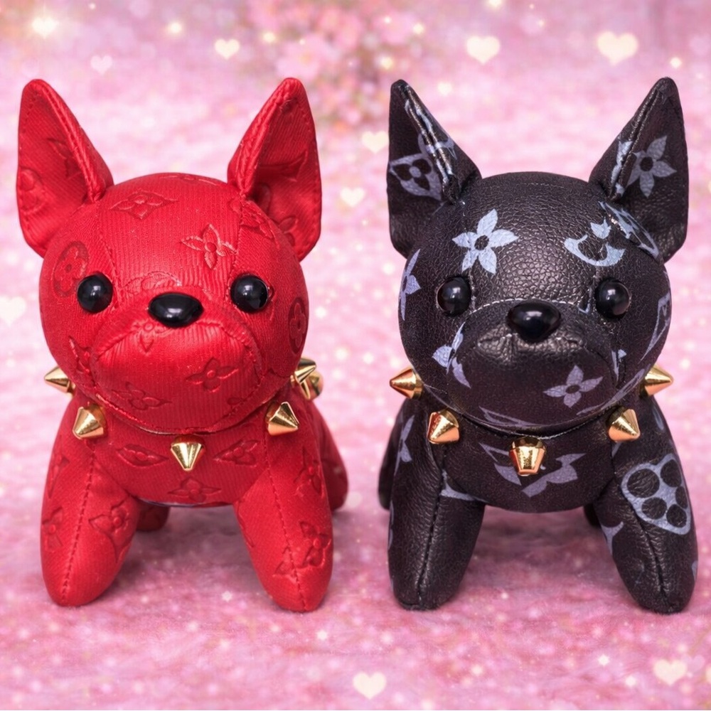 BUY NOW SALE 🔥 Plush Frenchie Bulldog Keychain w/ Gold Spiked Collar and Chain - Picture 16 of 16